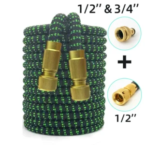 kf-H920877757cab4714b9f36257de57c55ci Expandable Garden Water Hose High Pressure Pvc Reel Double Metal Connector Magic Water Pipes for Garden Farm Irrigation Car Wash