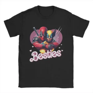 Vintage Deadpool 3 Besties T-Shirts for Men Crewneck 100% Cotton T Shirt Short Sleeve Tees Printing Clothes
