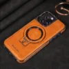 Soft PU Leather Magnetic Phone Case for iPhone 15 14 Pro Max 13 12 11 Pro Wireless Charge Electroplated Ring Stand Hard Cover